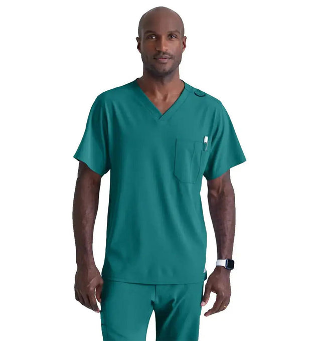 SKECHERS™ by Barco Structure 1-Pocket V-Neck Scrub Top-Teal