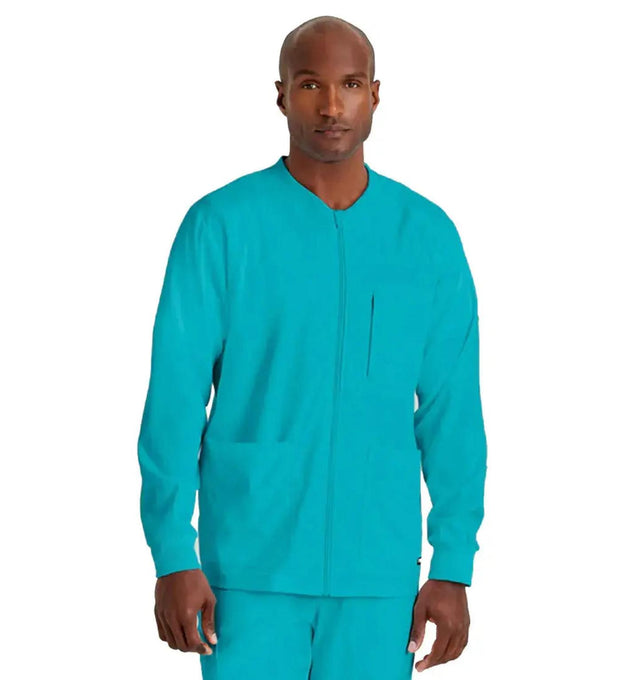 Grey's Anatomy Stretch™ by Barco React 5-Pocket Crewneck Warmup Scrub Jacket-Teal