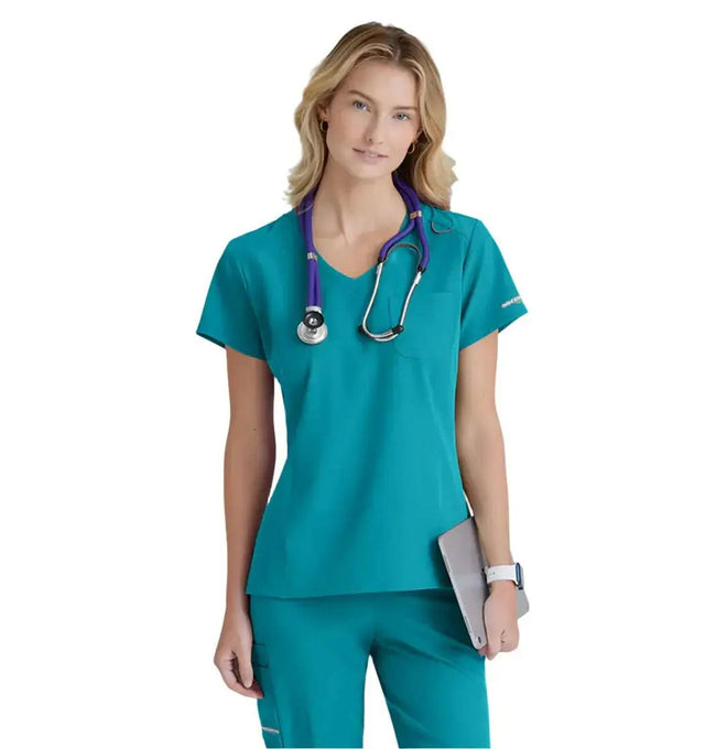 SKECHERS™ by Barco Dignity 1-Pocket Tuck-In Scrub Top-Teal
