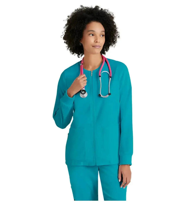Grey's Anatomy Stretch™ by Barco Gianna 5-Pocket Crewneck Scrub Jacket-Teal