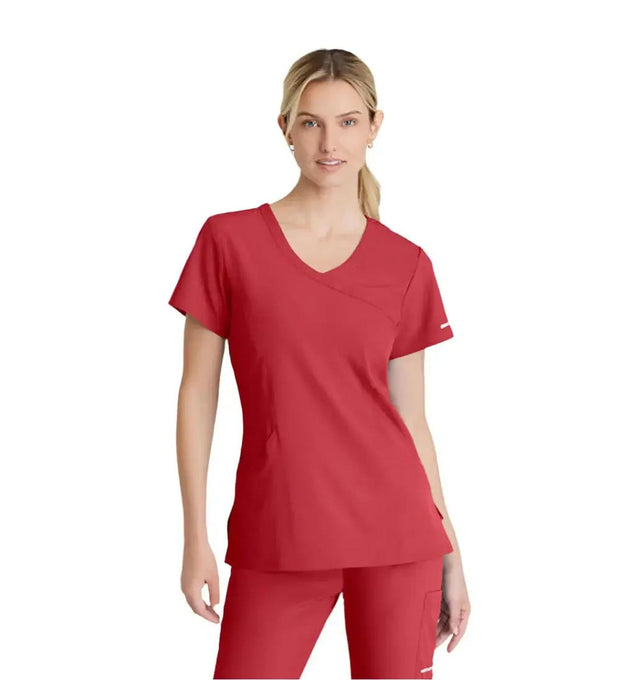 SKECHERS™ by Barco Reliance 3-Pocket Crossover V-Neck Scrub Top-True Red