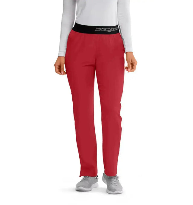 SKECHERS™ by barco Breeze 3-Pocket Mid-Rise Straight Leg Scrub Pant-True Red