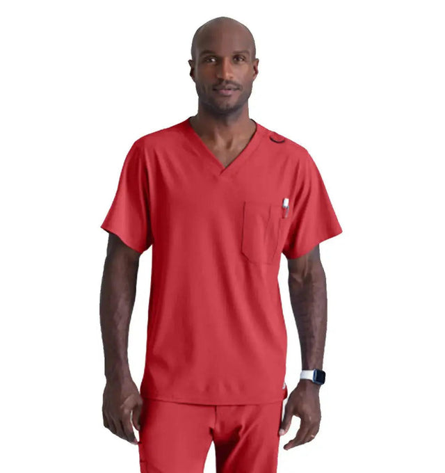 SKECHERS™ by Barco Structure 1-Pocket V-Neck Scrub Top-True Red