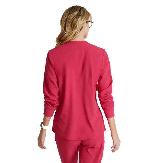 SKECHERS™ by Barco Stabilty 2-Pocket Crewneck Snap-Front Scrub Jacket - Vibrance Pink
