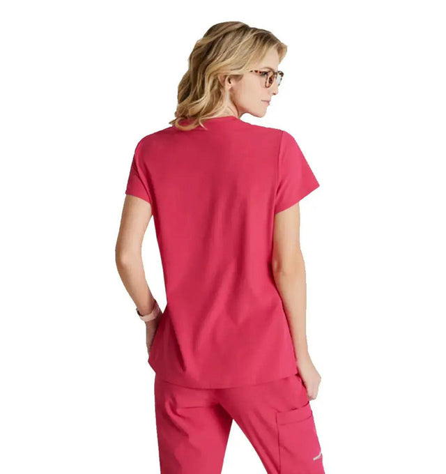 SKECHERS™ by Barco Dignity 1-Pocket Tuck-In Scrub Top-Vibrance Pink
