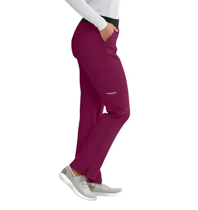 SKECHERS™ by barco Breeze 3-Pocket Mid-Rise Straight Leg Scrub Pant-Wine