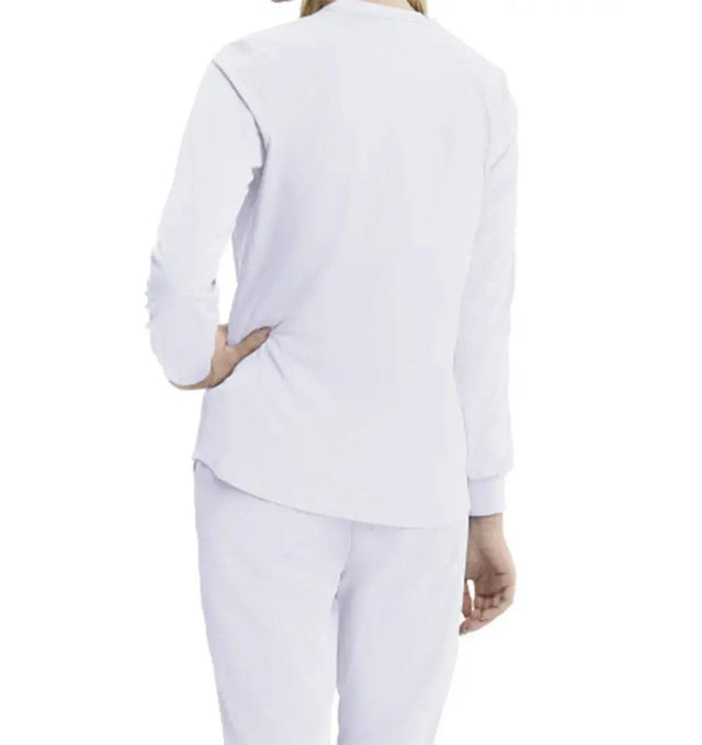 SKECHERS™ by Barco Stabilty 2-Pocket Crewneck Snap-Front Scrub Jacket - White