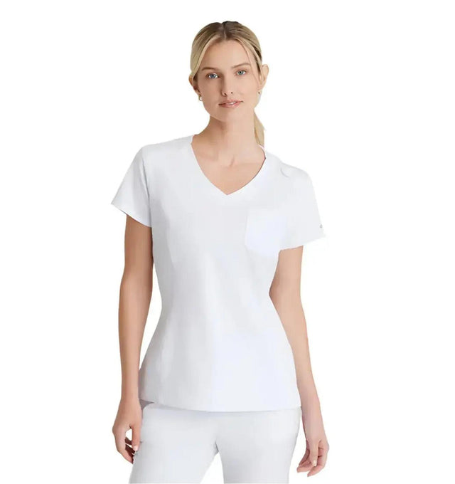 SKECHERS™ by Barco Dignity 1-Pocket Tuck-In Scrub Top-White