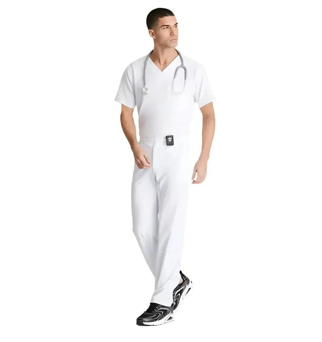 SKECHERS™ by Barco Structure 1-Pocket V-Neck Scrub Top-White