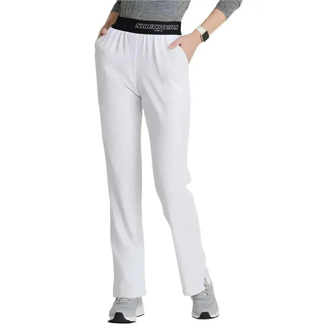 SKECHERS™ by barco Breeze 3-Pocket Mid-Rise Straight Leg Scrub Pant-White