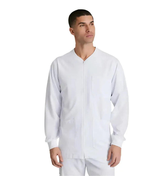 SKECHERS™ by Barco Structure 3-Pocket Crewneck Warmup Scrub Jacket-White