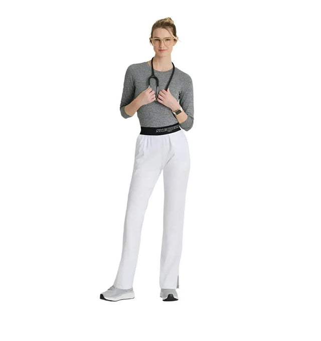 SKECHERS™ by barco Breeze 3-Pocket Mid-Rise Straight Leg Scrub Pant-White