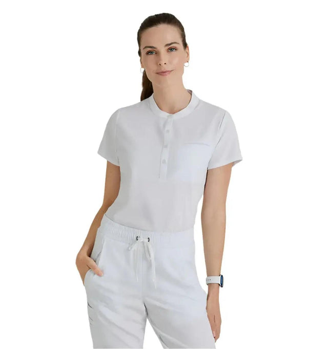 Barco Unify™ by Barco MISSION 1-POCKET HENLEY NECK SCRUB TOP - White
