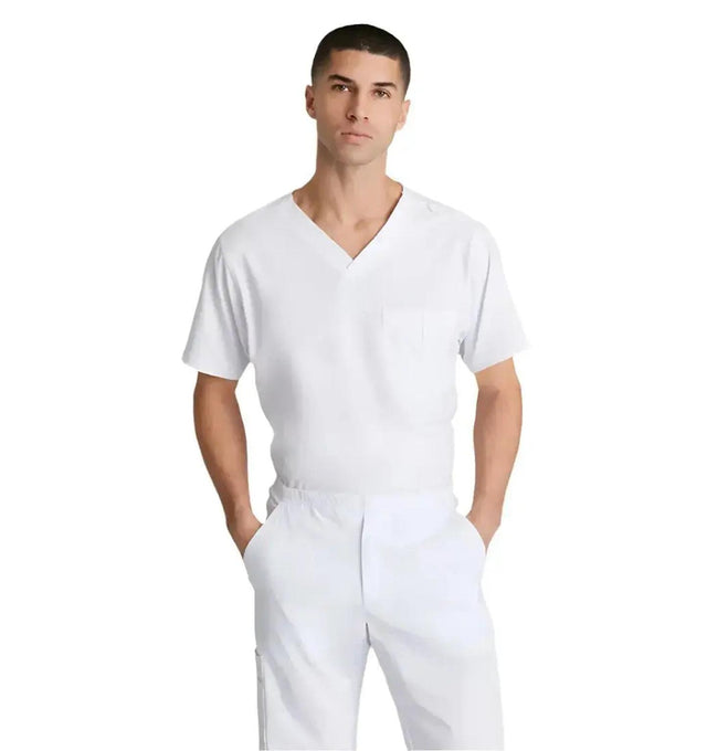 SKECHERS™ by Barco Structure 1-Pocket V-Neck Scrub Top-White