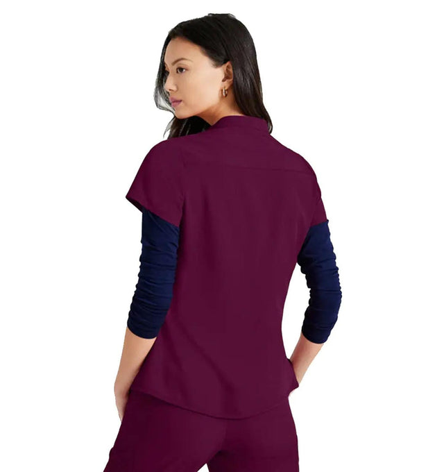 Barco Unify™ by Barco MISSION 1-POCKET HENLEY NECK SCRUB TOP - Wine