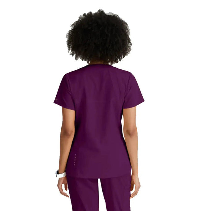 Barco One™ by Barco Racer 4-Pocket V-Neck Scrub Top-Wine