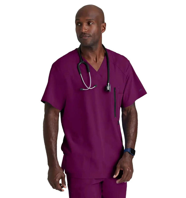 Barco One™ by Barco Amplify 5-Pocket V-Neck Scrub Top-Wine