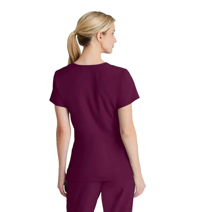 SKECHERS™ by Barco Reliance 3-Pocket Crossover V-Neck Scrub Top-Wine