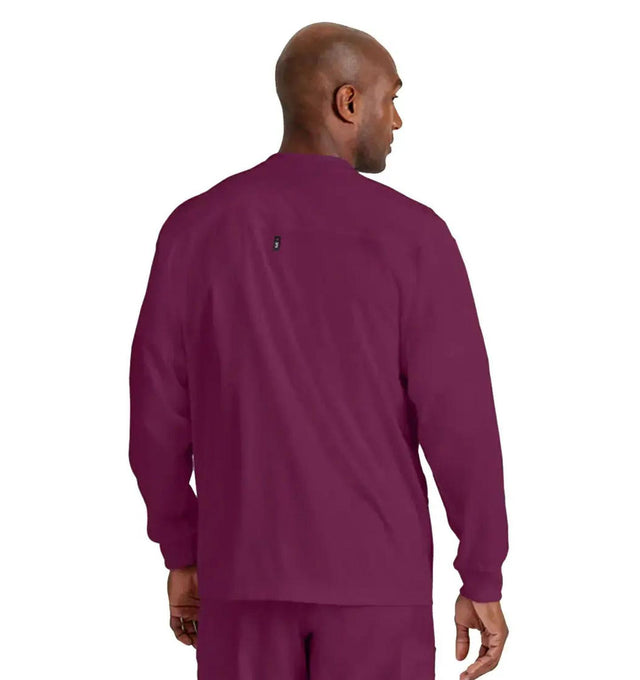 Grey's Anatomy Stretch™ by Barco React 5-Pocket Crewneck Warmup Scrub Jacket-Wine