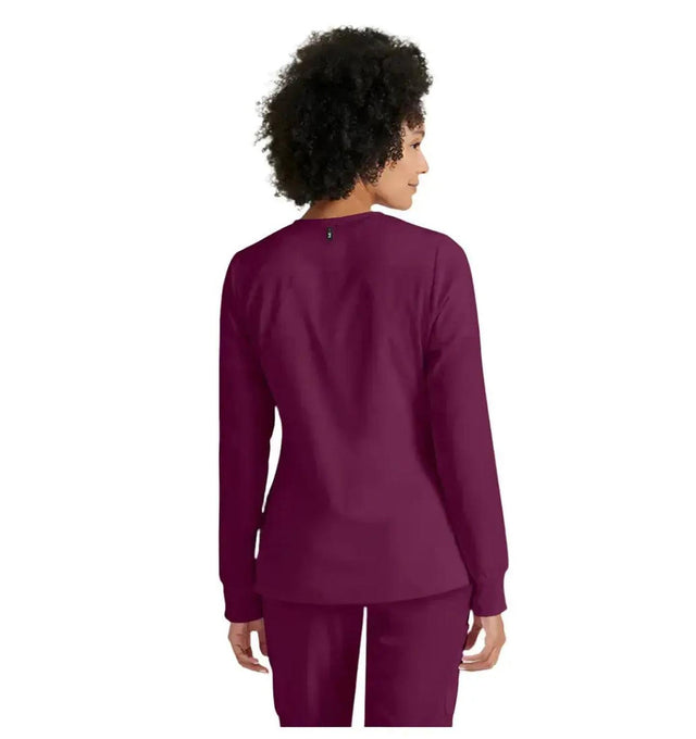Grey's Anatomy Stretch™ by Barco Gianna 5-Pocket Crewneck Scrub Jacket-Wine