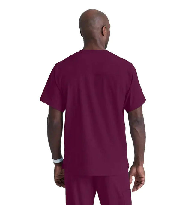 SKECHERS™ by Barco Structure 1-Pocket V-Neck Scrub Top-Wine