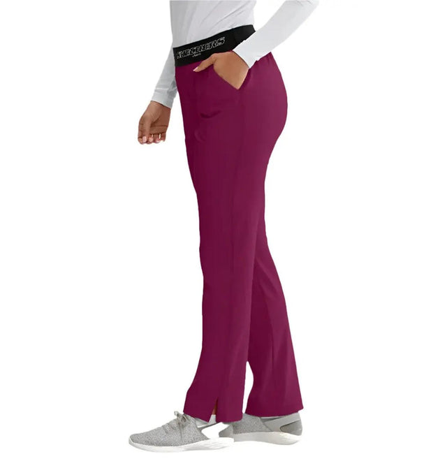 SKECHERS™ by barco Breeze 3-Pocket Mid-Rise Straight Leg Scrub Pant-Wine