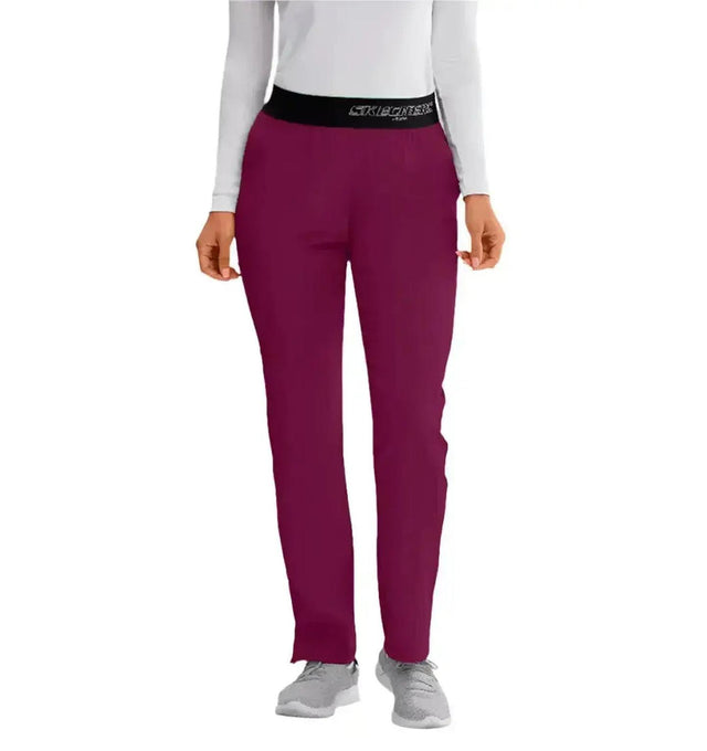 SKECHERS™ by barco Breeze 3-Pocket Mid-Rise Straight Leg Scrub Pant-Wine