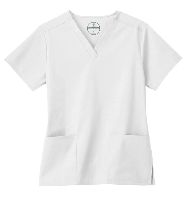 Fundamentals Women's Two Pocket V-Neck Top - Front White