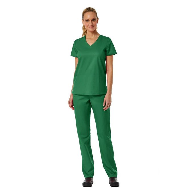 Back Mesh Panel Shaped V-Neck Top Hunter Full