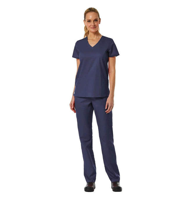 Back Mesh Panel Shaped V-Neck Top True Navy