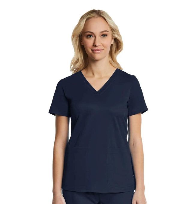 Sporty & Comfy Multi Pocket V-neck Top Navy