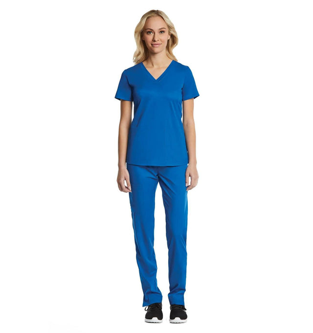 Sporty & Comfy Multi Pocket V-neck Top Royal Blue Full