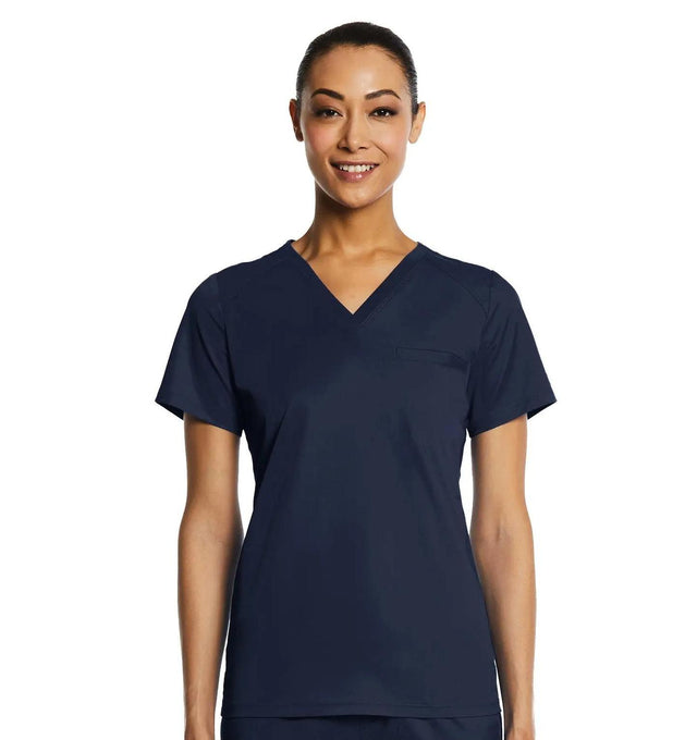 Sporty Chest Pocket V-neck Top Navy