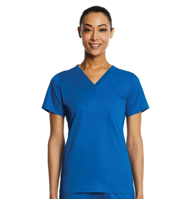 Sporty Chest Pocket V-neck Top Royal
