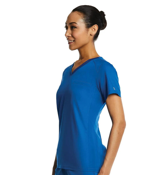Sporty Chest Pocket V-neck Top Royal02