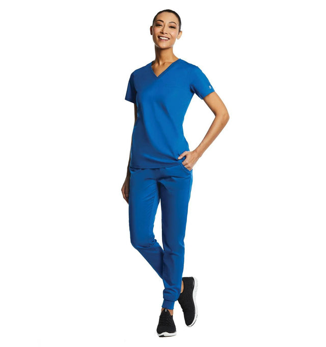 Sporty Chest Pocket V-neck Top Royal04-Full