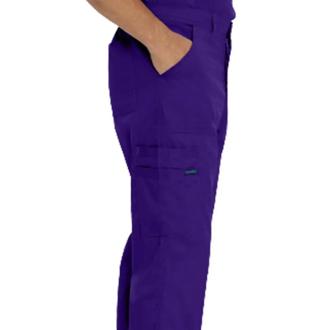 Landau ProFlex Men's Straight-Leg Cargo Scrub Pants 2103 -Grape-side pockeview