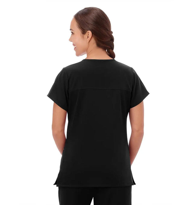 Jockey Scrubs Women's True Fit Crossover V-Neck Top - Back Image Black