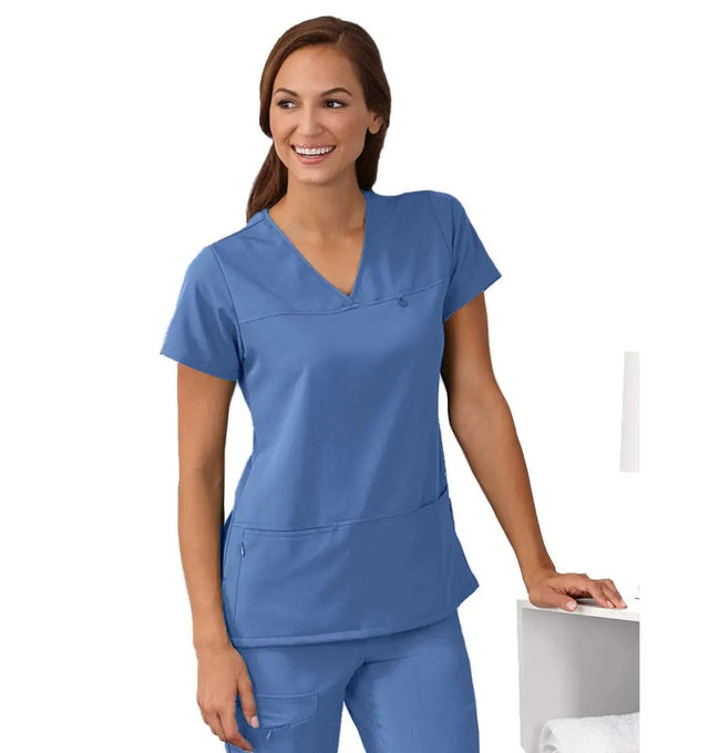 Jockey Scrubs Women's True Fit Crossover V-Neck Top - Main Image Ceil Blue