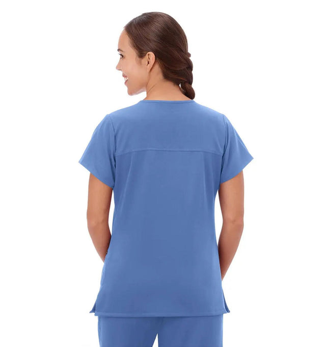 Jockey Scrubs Women's True Fit Crossover V-Neck Top - Back Image Ceil Blue