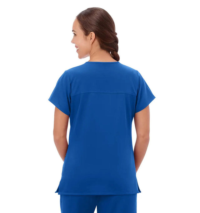 Jockey Scrubs Women's True Fit Crossover V-Neck Top - Back Image Royal
