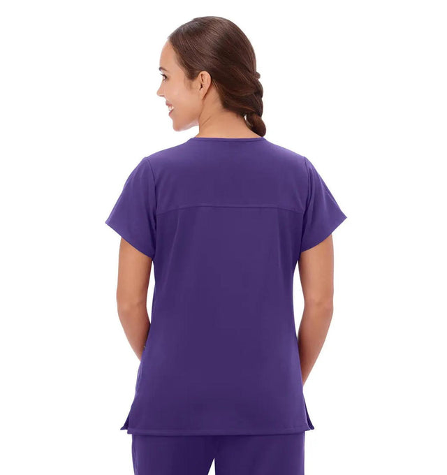 Jockey Scrubs Women's True Fit Crossover V-Neck Top - Back Image Purple