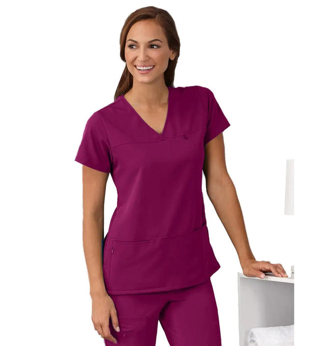 Jockey Scrubs Women's True Fit Crossover V-Neck Top - Main Image Plumberry Wine