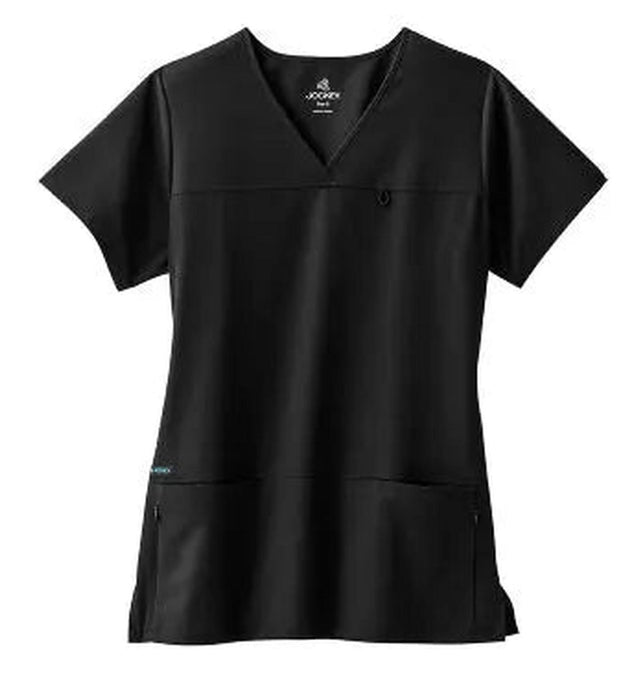 Jockey Scrubs Women's True Fit Crossover V-Neck Top - Front Image Black