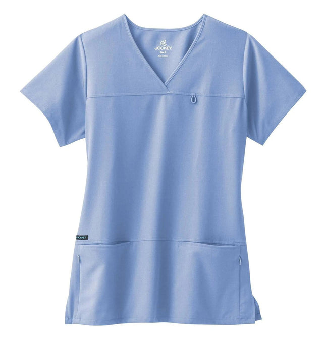 Jockey Scrubs Women's True Fit Crossover V-Neck Top - Front Image Ceil Blue