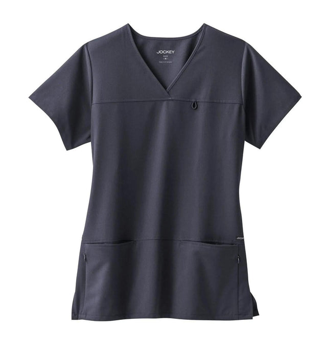 Jockey Scrubs Women's True Fit Crossover V-Neck Top - Front Image Charcoal
