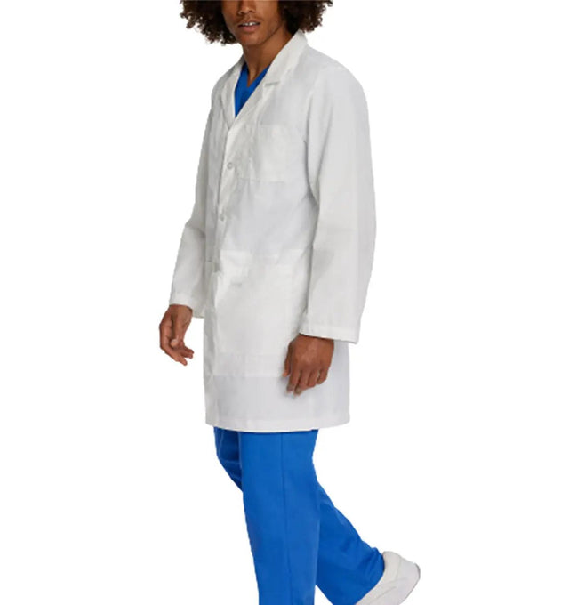 Landau Men's 5-Pocket Mid-Length Notebook Lab Coat 3174 -White Sideview