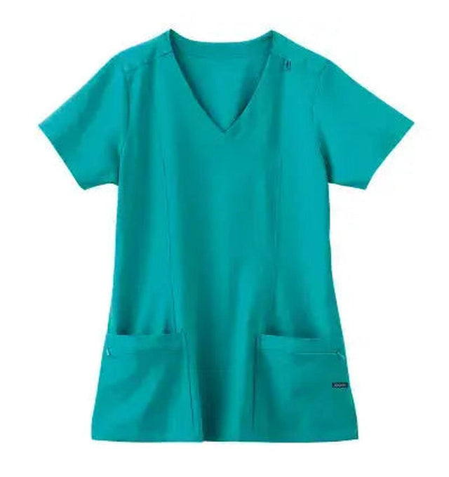 Jockey Ladies Curves Ahead Mock Wrap Top - Front Teal