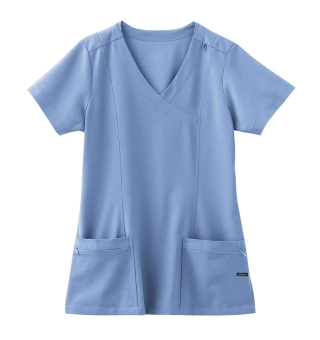 Jockey Ladies Curves Ahead Mock Wrap Top - Front Ceil Blue