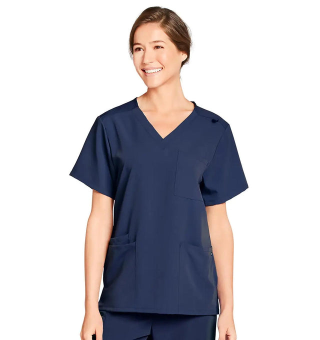 Jockey Unisex Four Pocket Top- Lady Model Front Image, Navy